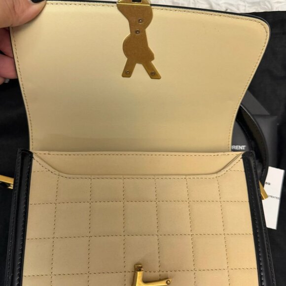 Saint Laurent Solferino Suede Small Bag Beige Black - Picture 10 of 13